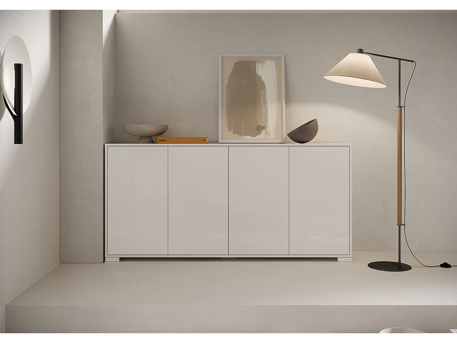 Kommode 4 Türen 172x40x83 cm Lumina glänzendes Weiß