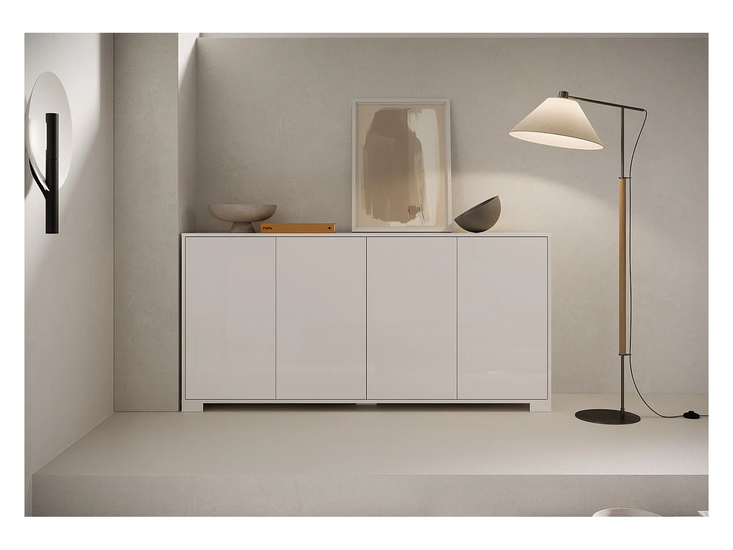 Madia 4 ante 172x40x83 cm Lumina bianco lucido