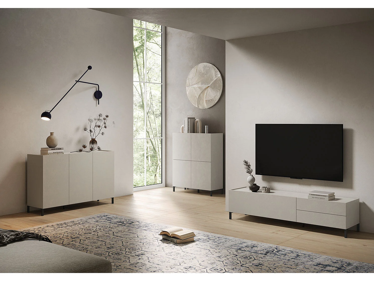 Madia 3 ante/4 cassetti 174x40x84 cm Solaria cashmere