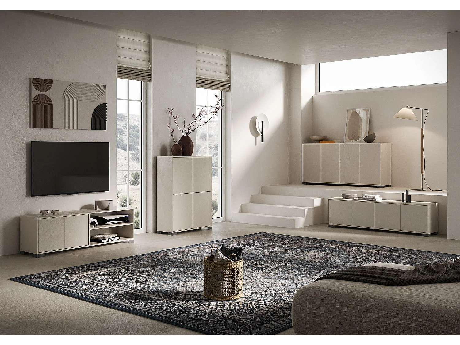 Hoog dressoir met 4 deuren 90x35x120 cm kasjmier Lumina