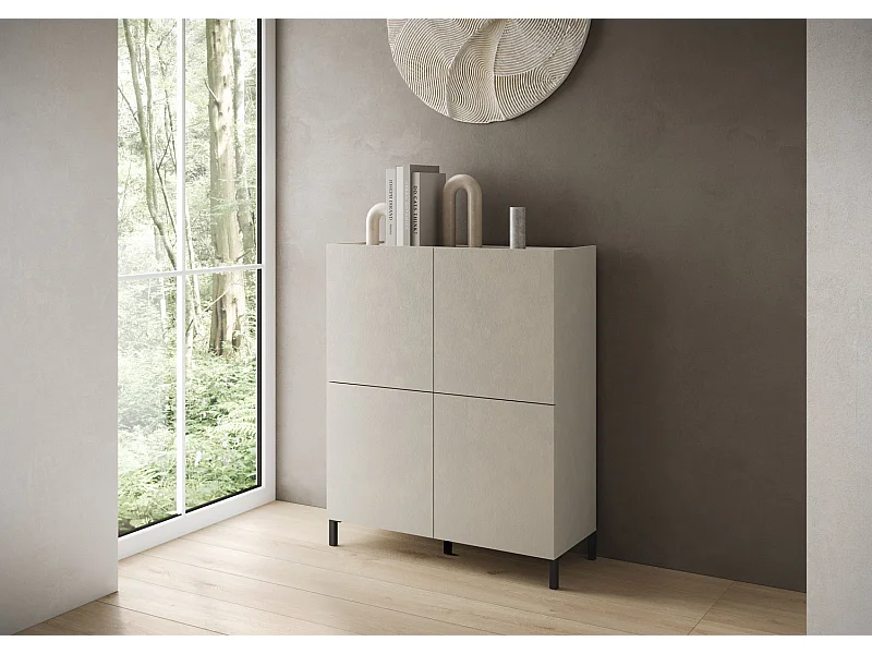 Credenza alta 4 ante 90x35x110 cm Solaria cashmere