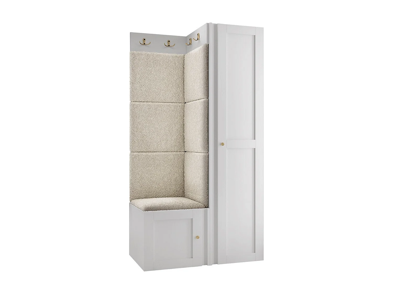 Meuble d'entrée Hartford 381, 186x82x46cm, Brun clair|Blanc, MDF|Stratifié|Tissu