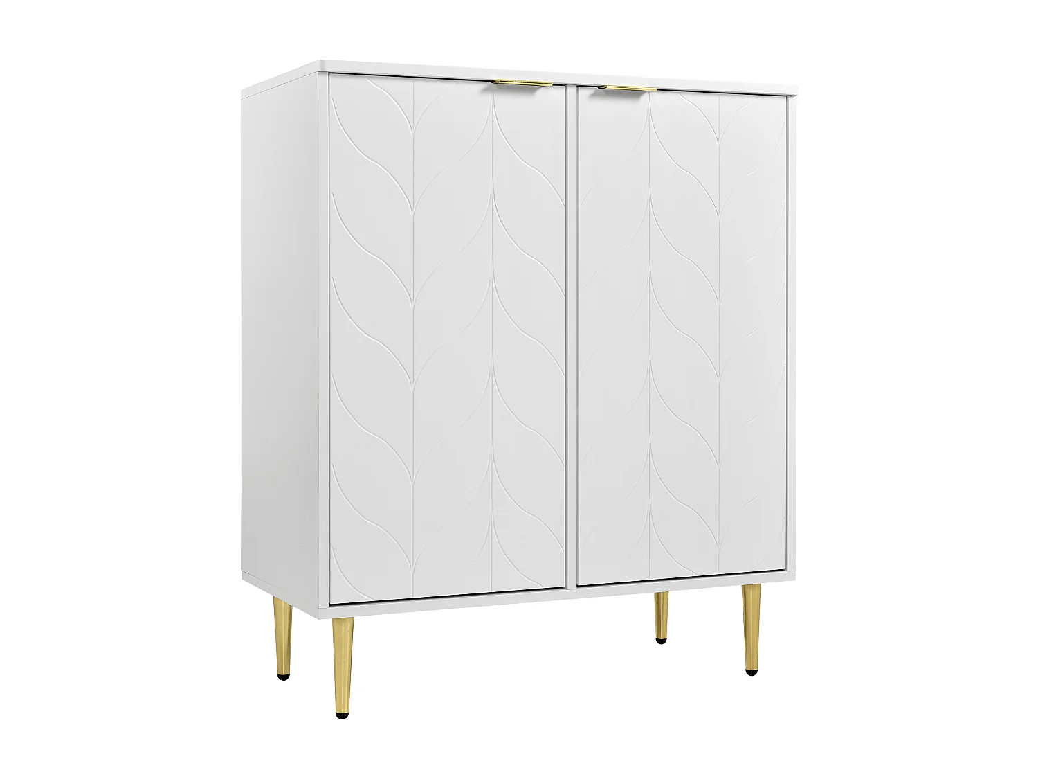 Credenza a 2 ante, cassettiera, design angolare antiurto, 3 ripiani, 6 scomparti, 75L*40P*90H, bianco