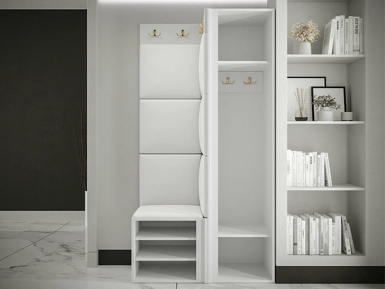 Meuble d'entrée Hartford 382, 186x82x46cm, Disponible, Brun clair|Noir, Murale|À poser