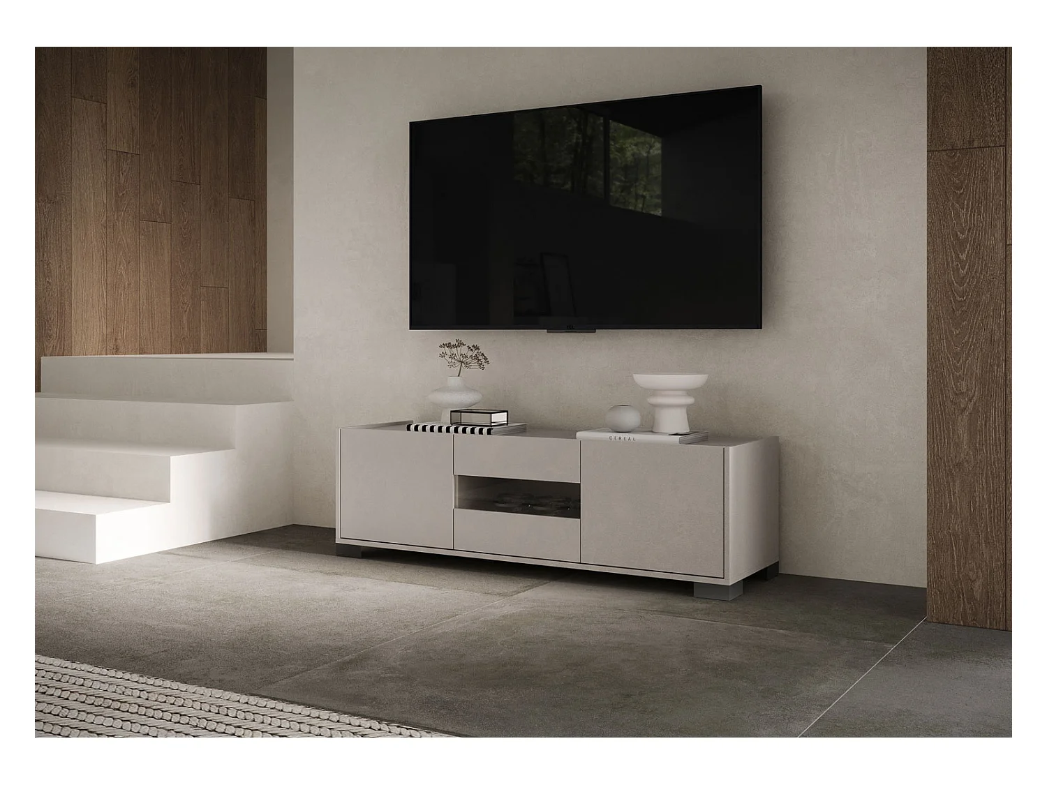 Meuble TV bas 3 portes 130x40x40 Riflesso cachemire