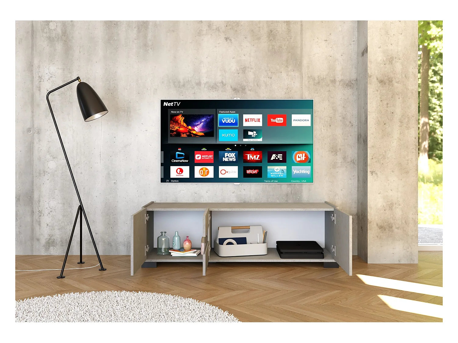 Meuble TV bas 3 portes 130x40x40 Riflesso cachemire