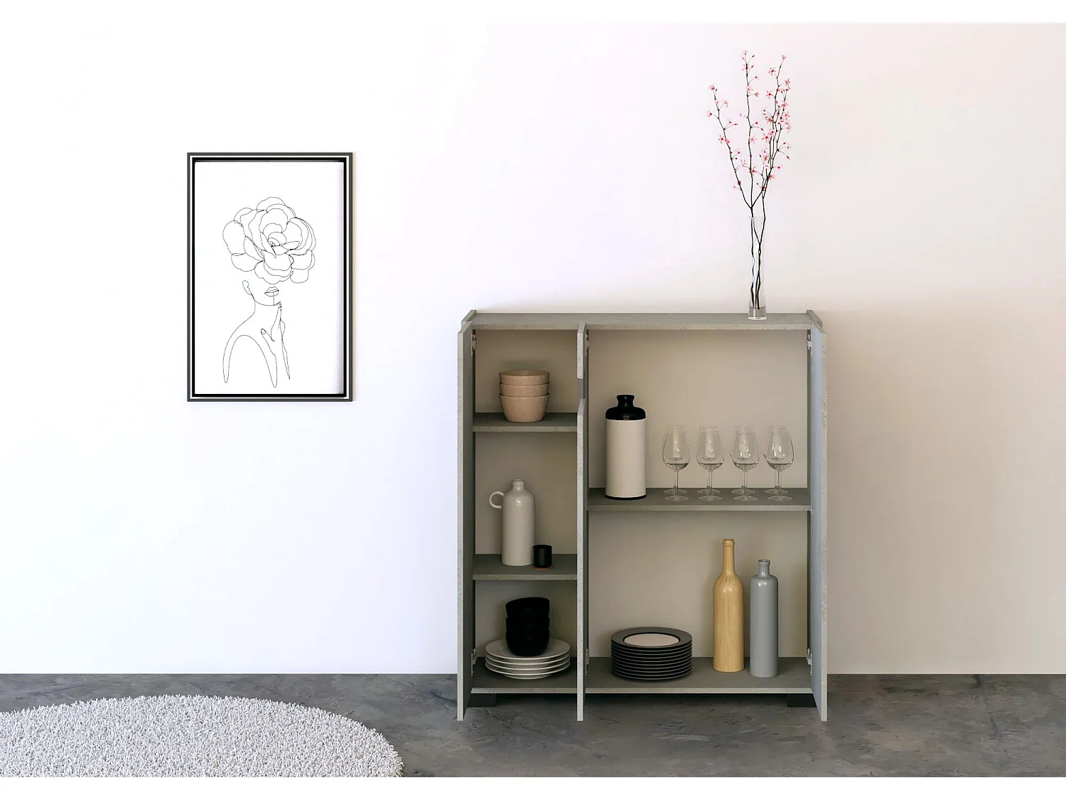 Hochkommode 3 Türen 100x35x110 cm Riflesso cashmere