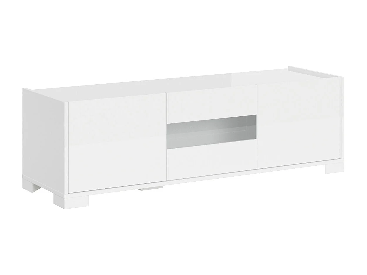 Meuble TV bas 3 portes 130x40x40 Riflesso blanc brillant