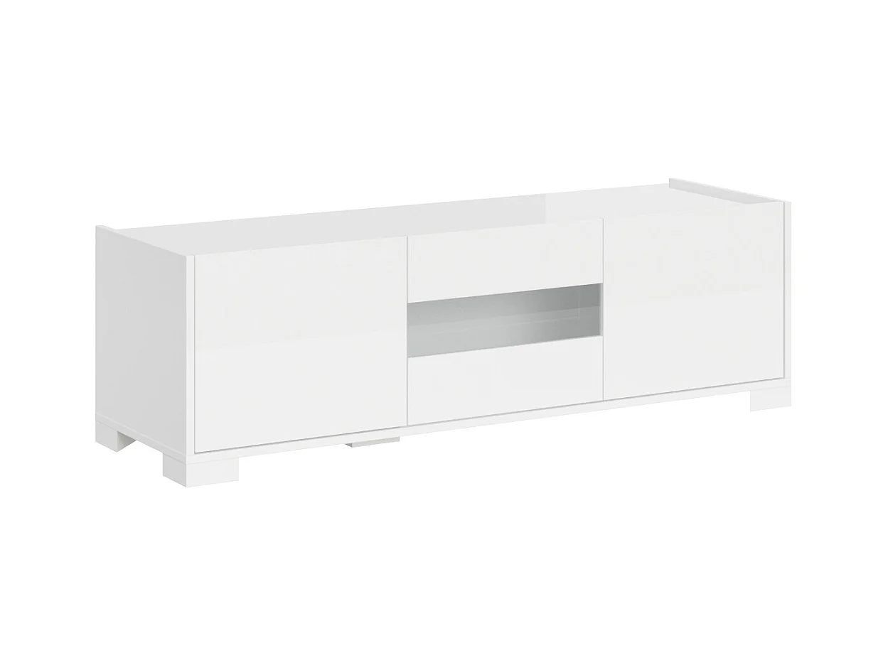 Meuble TV bas 3 portes 130x40x40 Riflesso blanc brillant