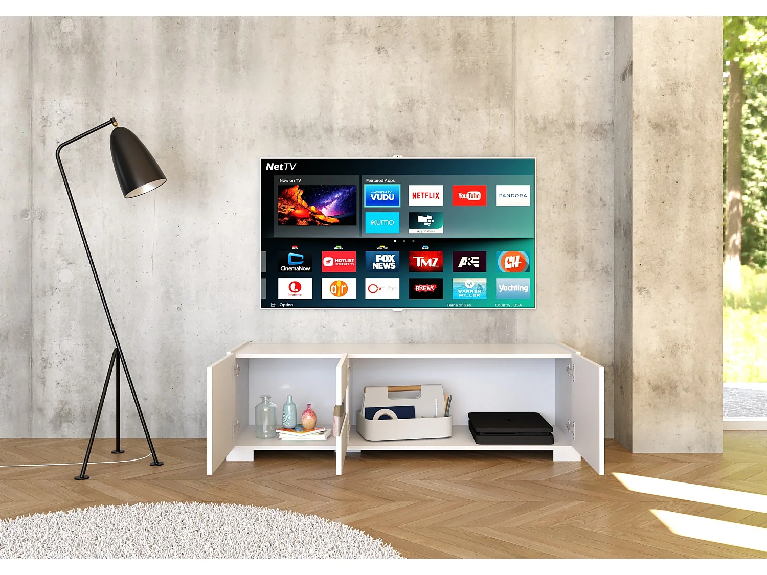 TV-Schrank 3 Türen 130x40x40 cm Riflesso glänzendes Weiß