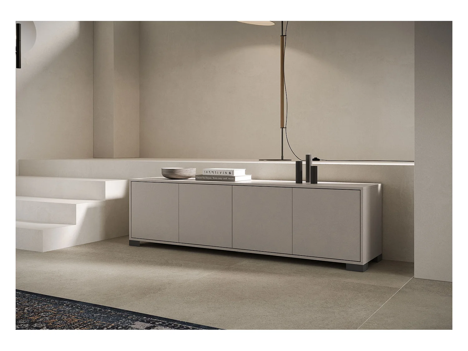 Meuble TV 4 portes 172x40x48 cm Lumina cachemire