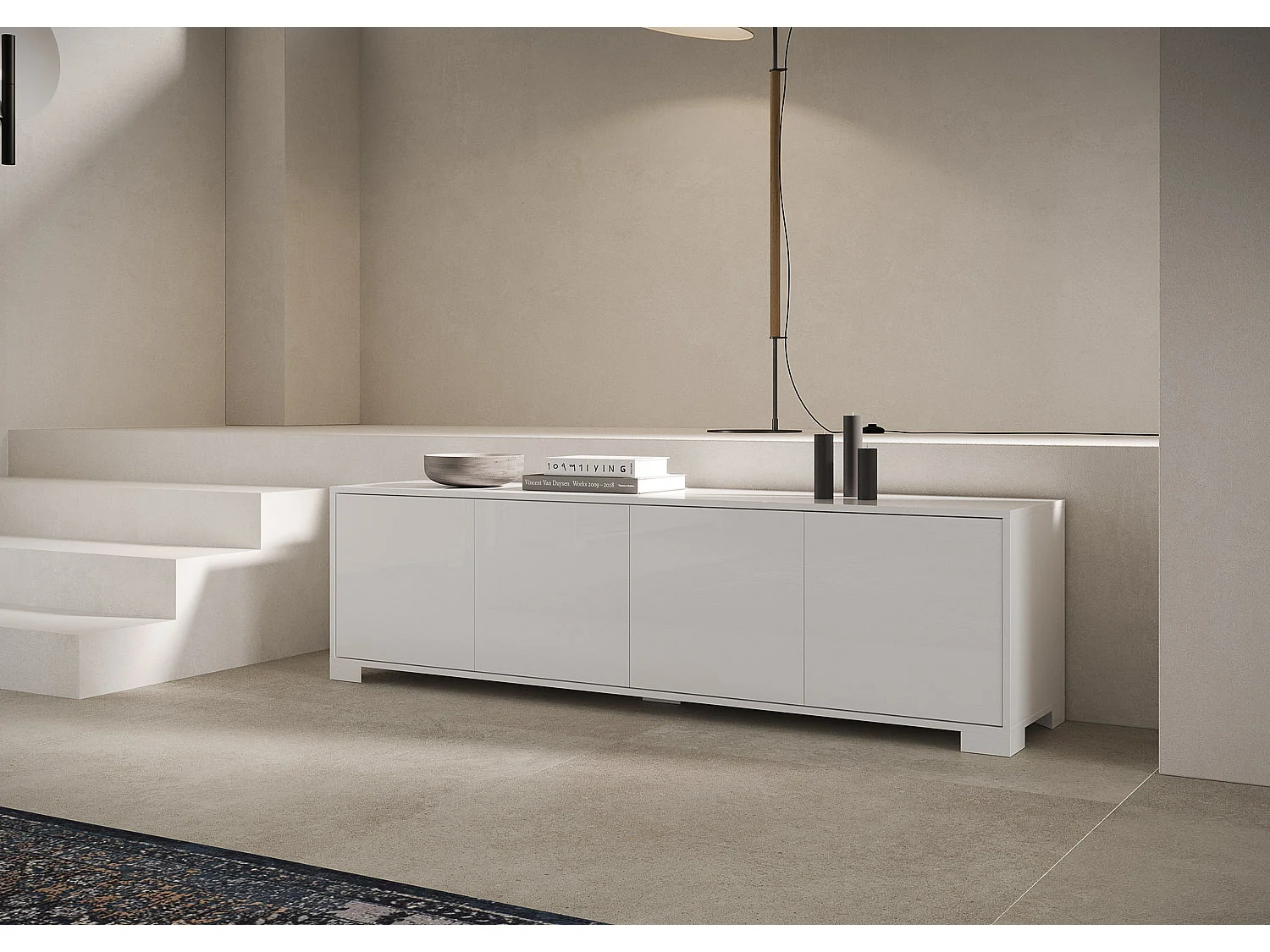 Móvel de TV 4 portas 172x40x48 cm Lumina branco brilhante