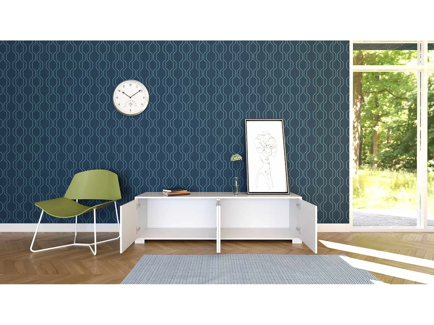 TV-Schrank 4 Türen 172x40x48 cm Lumina glänzendes Weiß