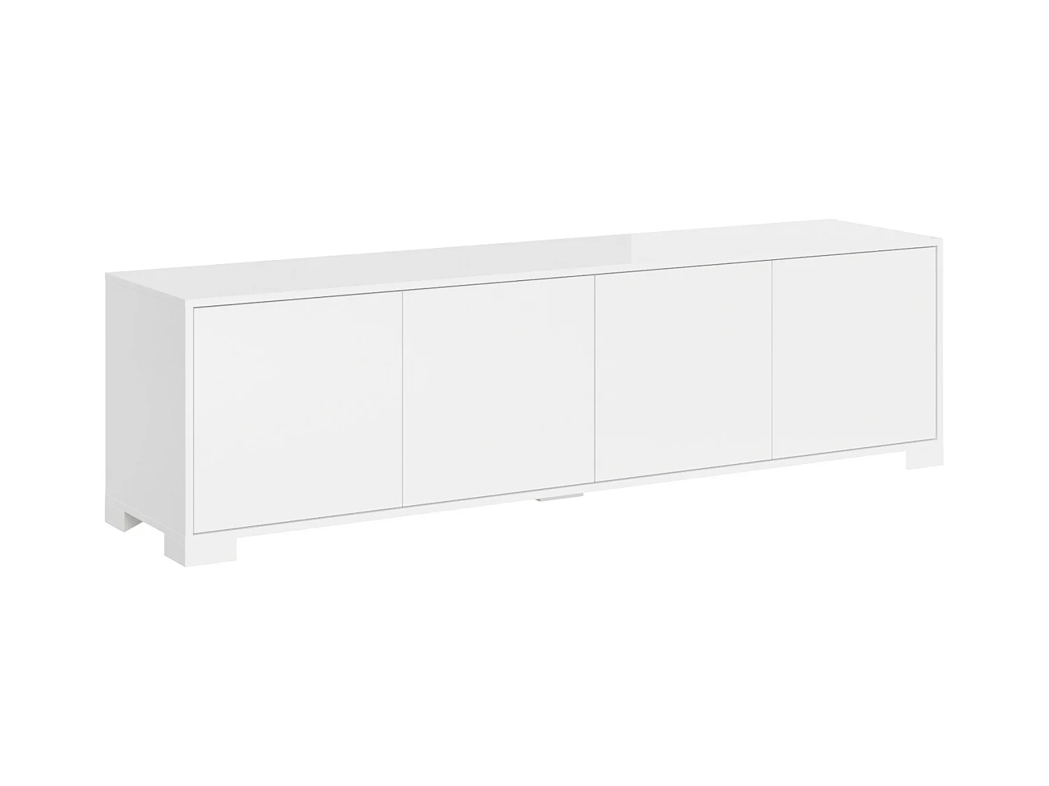 Meuble TV bas 4 portes 172x40x48 Lumina blanc brillant