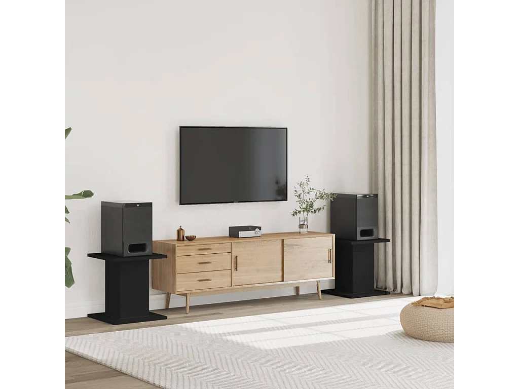 Luidsprekerstatieven 2 stuks zwart engineered hout