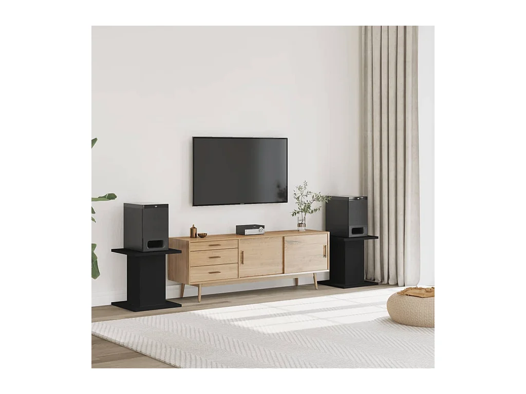 Supports de haut-parleurs 2 pcs noir bois d'ingénierie