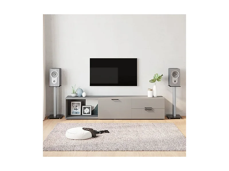 Supporti per altoparlanti 2 pezzi nero/argento a 2 pilastri