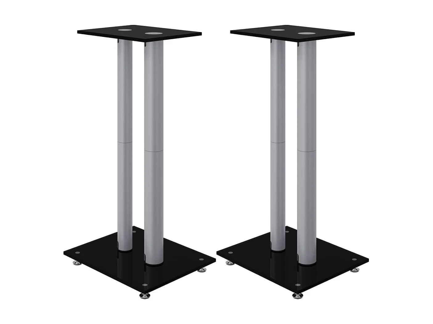 Soportes para altavoces 2 piezas negro/plata 2 pilares