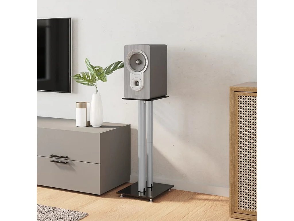 Soportes para altavoces 2 piezas negro/plata 2 pilares