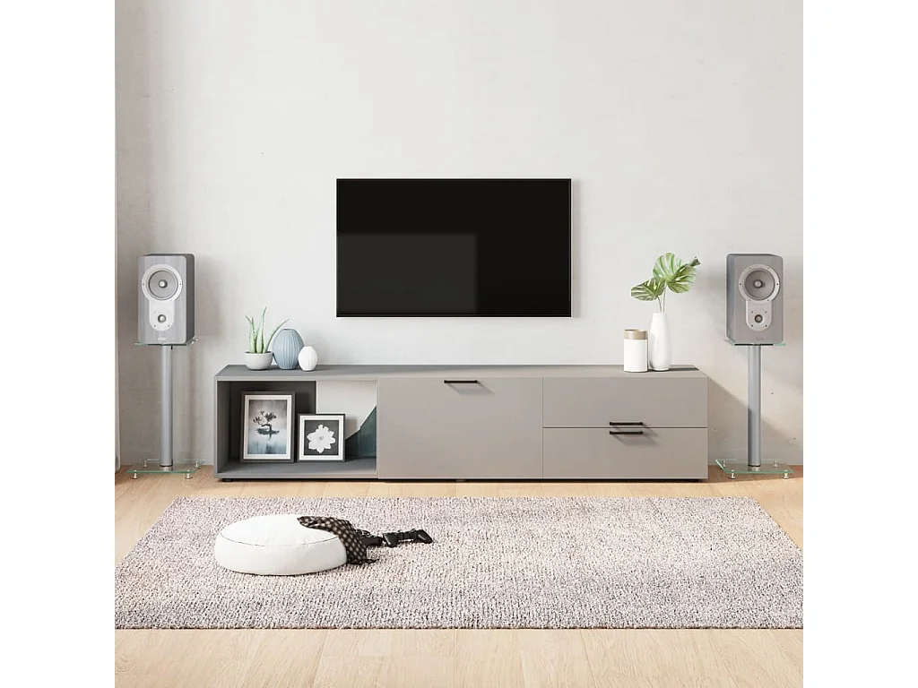 Soportes para altavoces 2 piezas cristal templado plateado 1 pilar