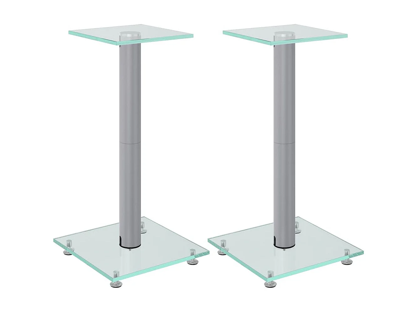 Soportes para altavoces 2 piezas cristal templado plateado 1 pilar