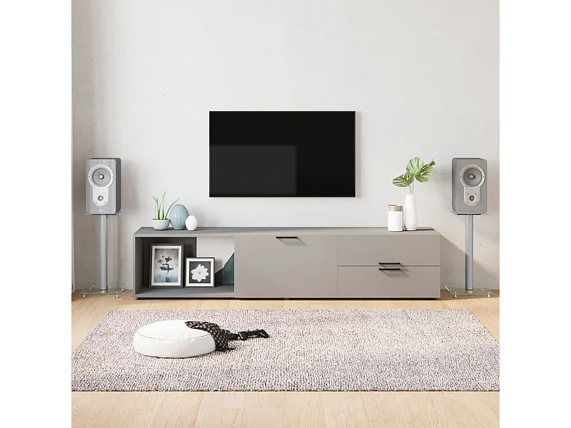 Soportes para altavoces 2 piezas cristal templado plateado 1 pilar