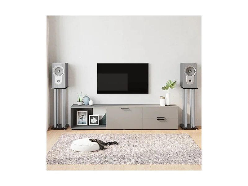 Supporti per altoparlanti 2 pezzi neri e argento a 4 pilastri