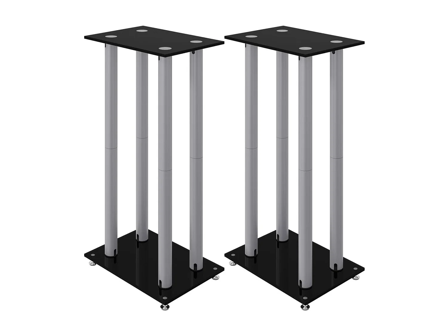Supports de haut-parleurs 2 pcs noir et argenté 4 piliers