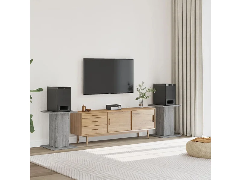 Soportes para altavoces 2 piezas de madera de ingeniería Sonoma gris