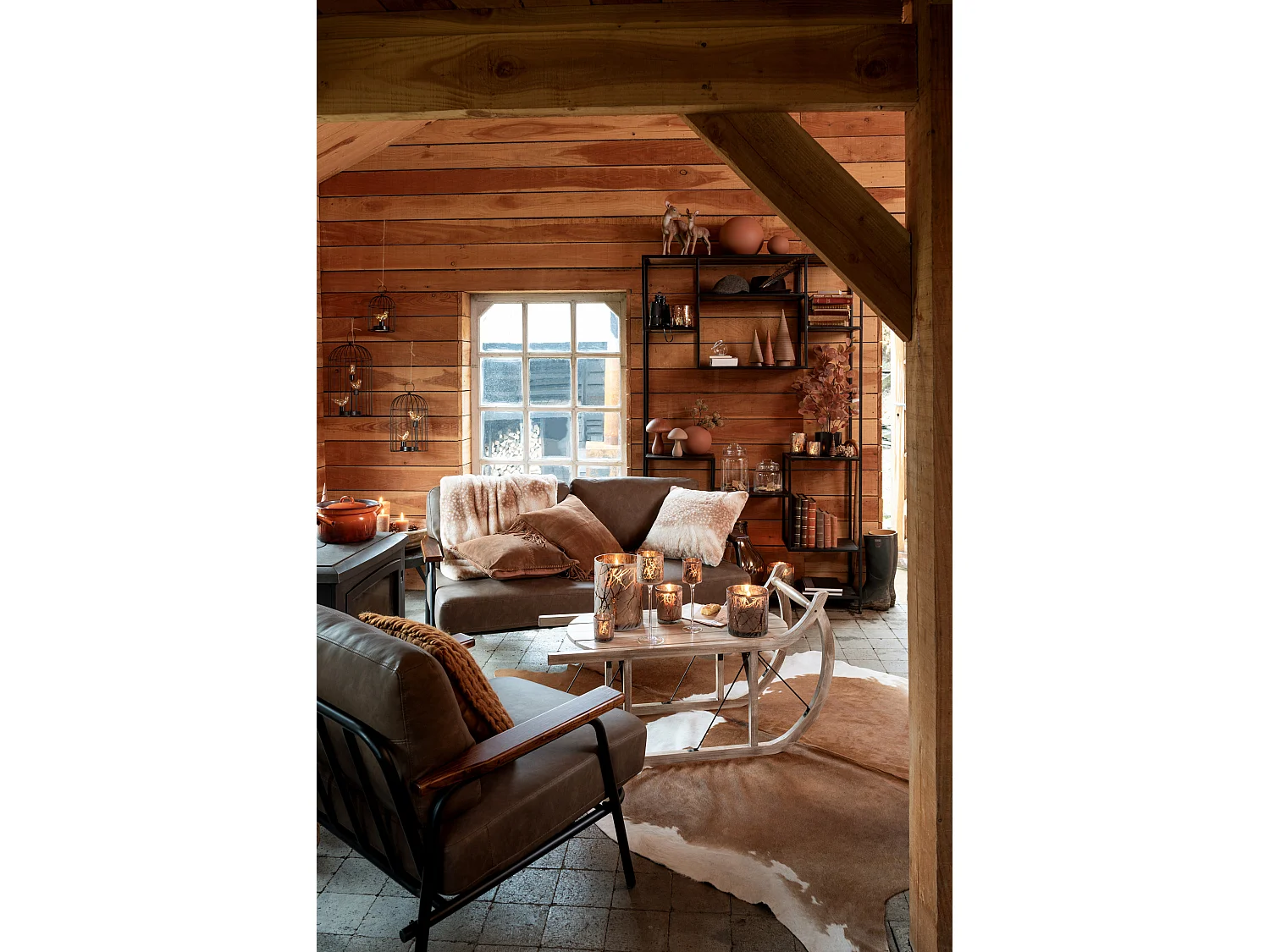 Coussin Déco "Cuir" 44cm Cognac