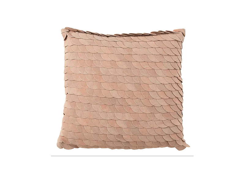 Coussin Déco en Cuir "Écailles" 45x45cm Rose