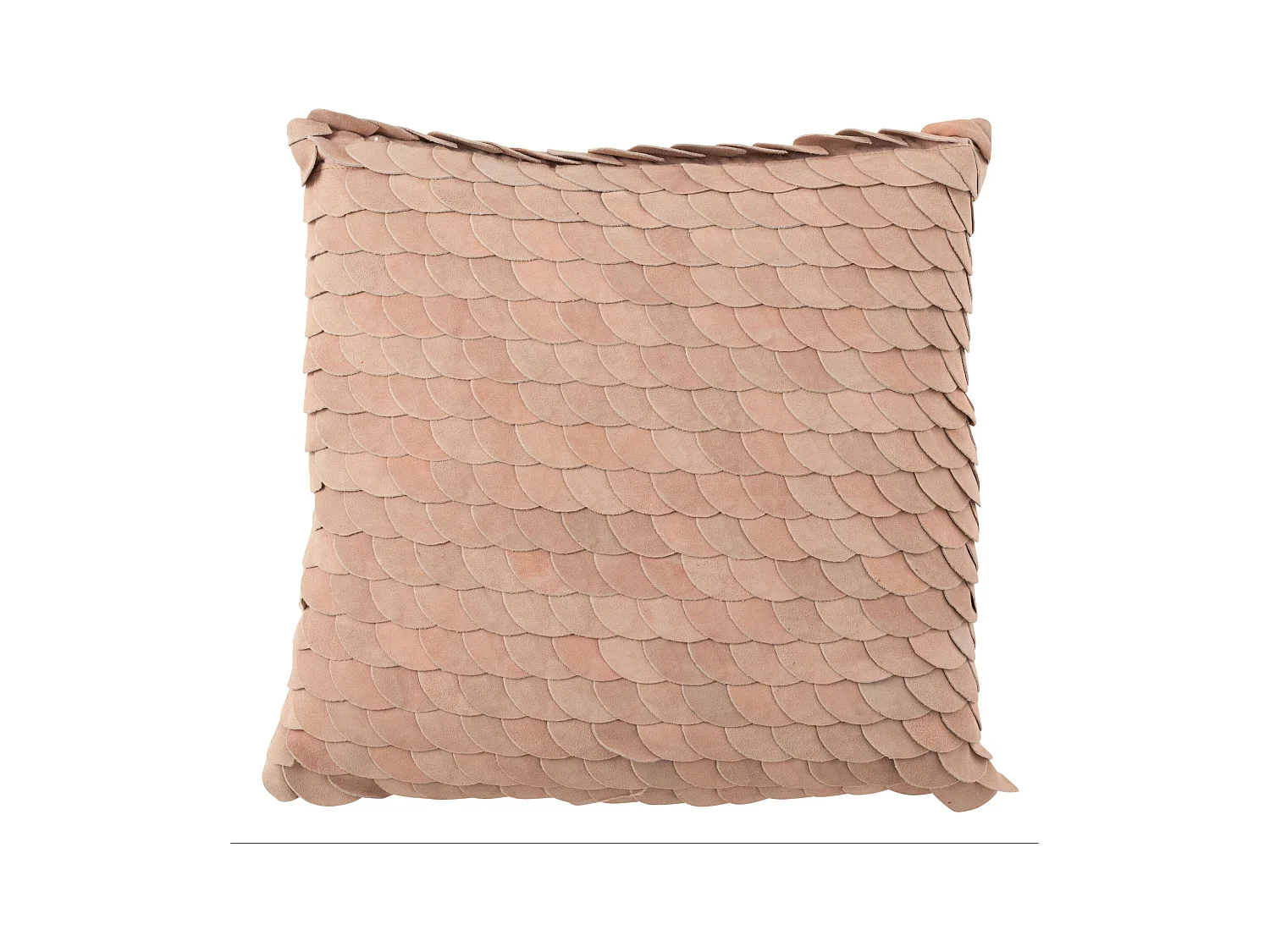 Vierkant roze lederen schaalkussen Jona 43,5 x 42 cm