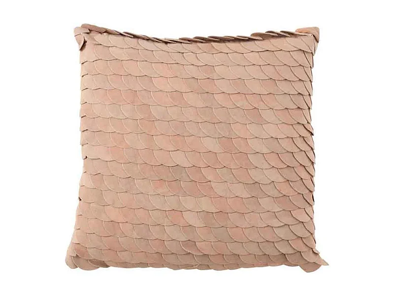 Coussin Déco en Cuir "Écailles" 45x45cm Rose
