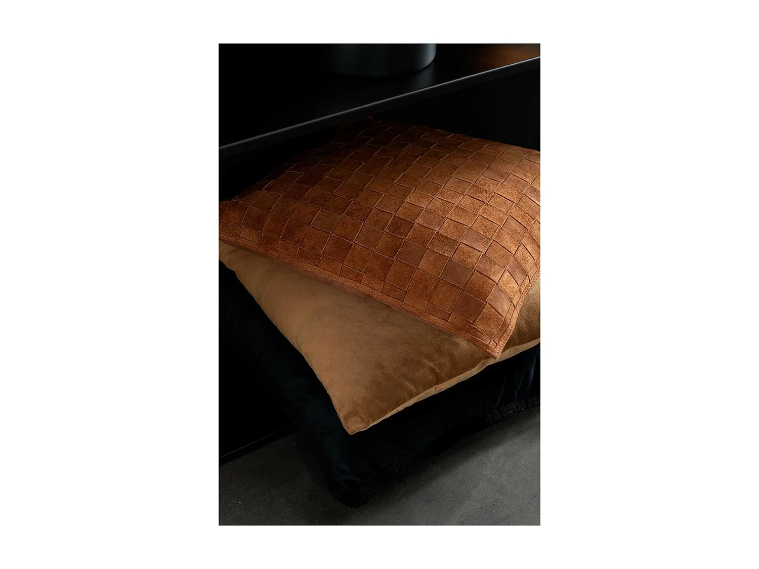 Coussin Carré Déco "Tortu" 45x45cm Cognac
