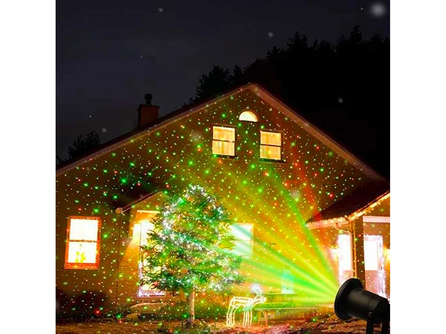 Proyector de luces de Navidad, faro proyector de luz láser para exterior con sensor crepuscular