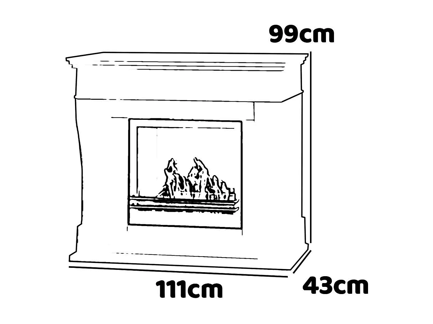 Washington - Camino a bioetanolo da terra 111x43xH99 cm, colore nero
