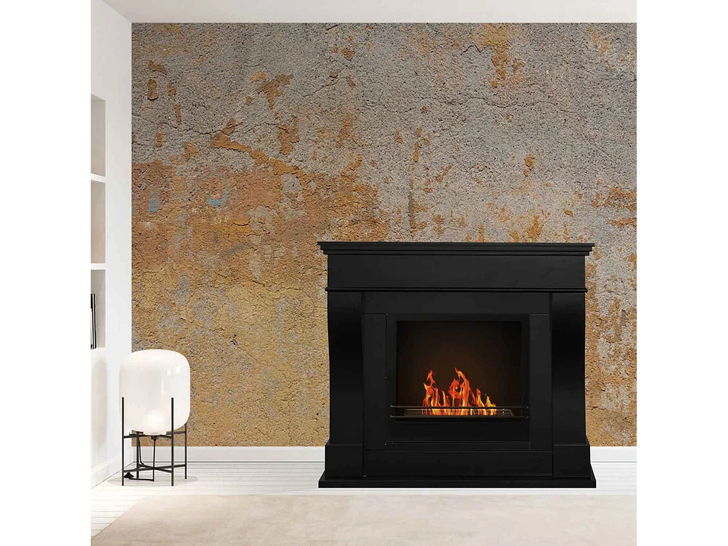 Washington - Cheminée au bioéthanol de sol 111x43xH99 cm, noir