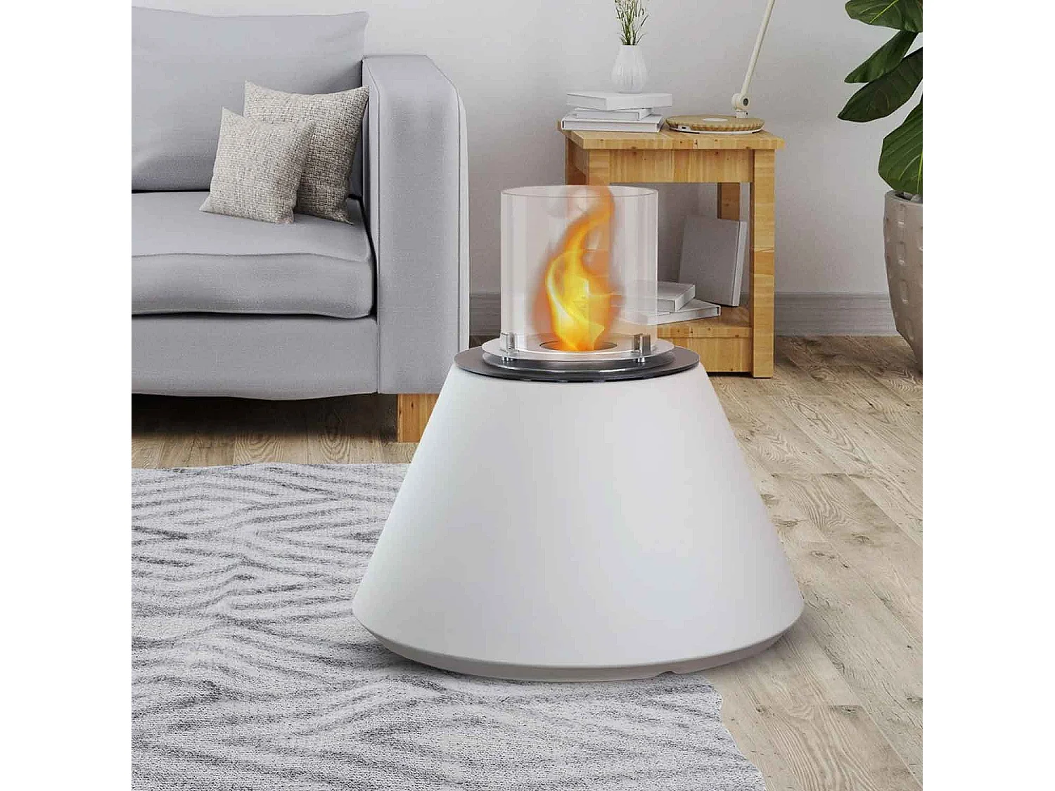 Stromboli - Chimenea de bioetanol de suelo ø 60xH56 cm, blanco