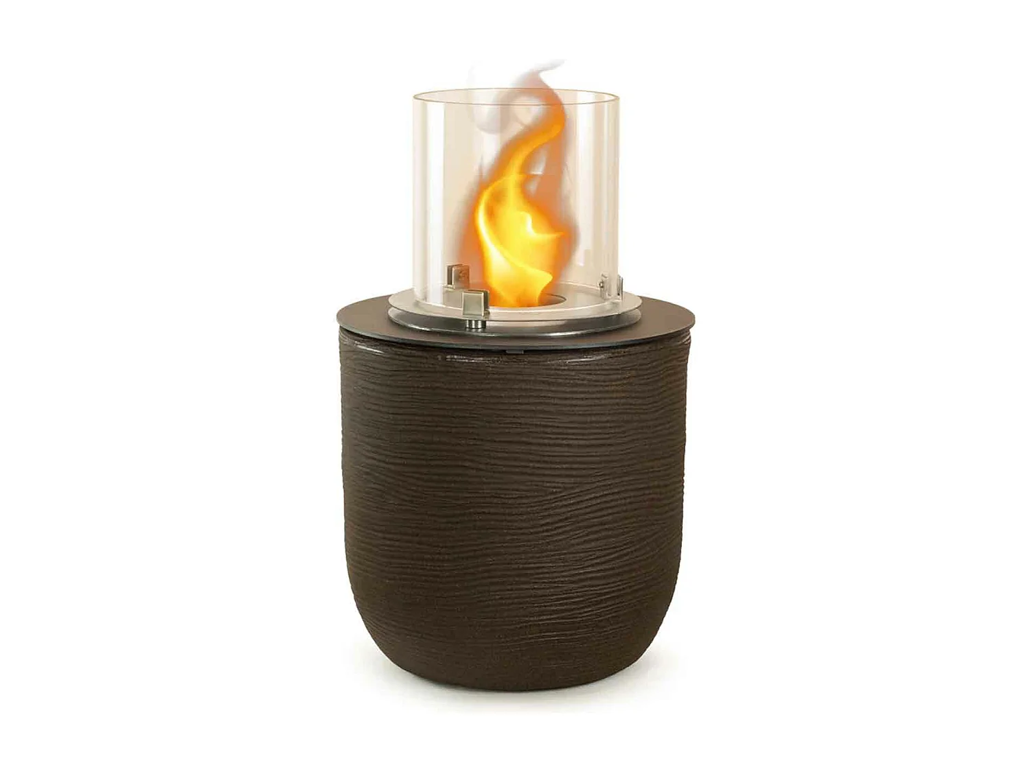 Raffaello - Chimenea de bioetanol de suelo ø 35xH55 cm, marrón