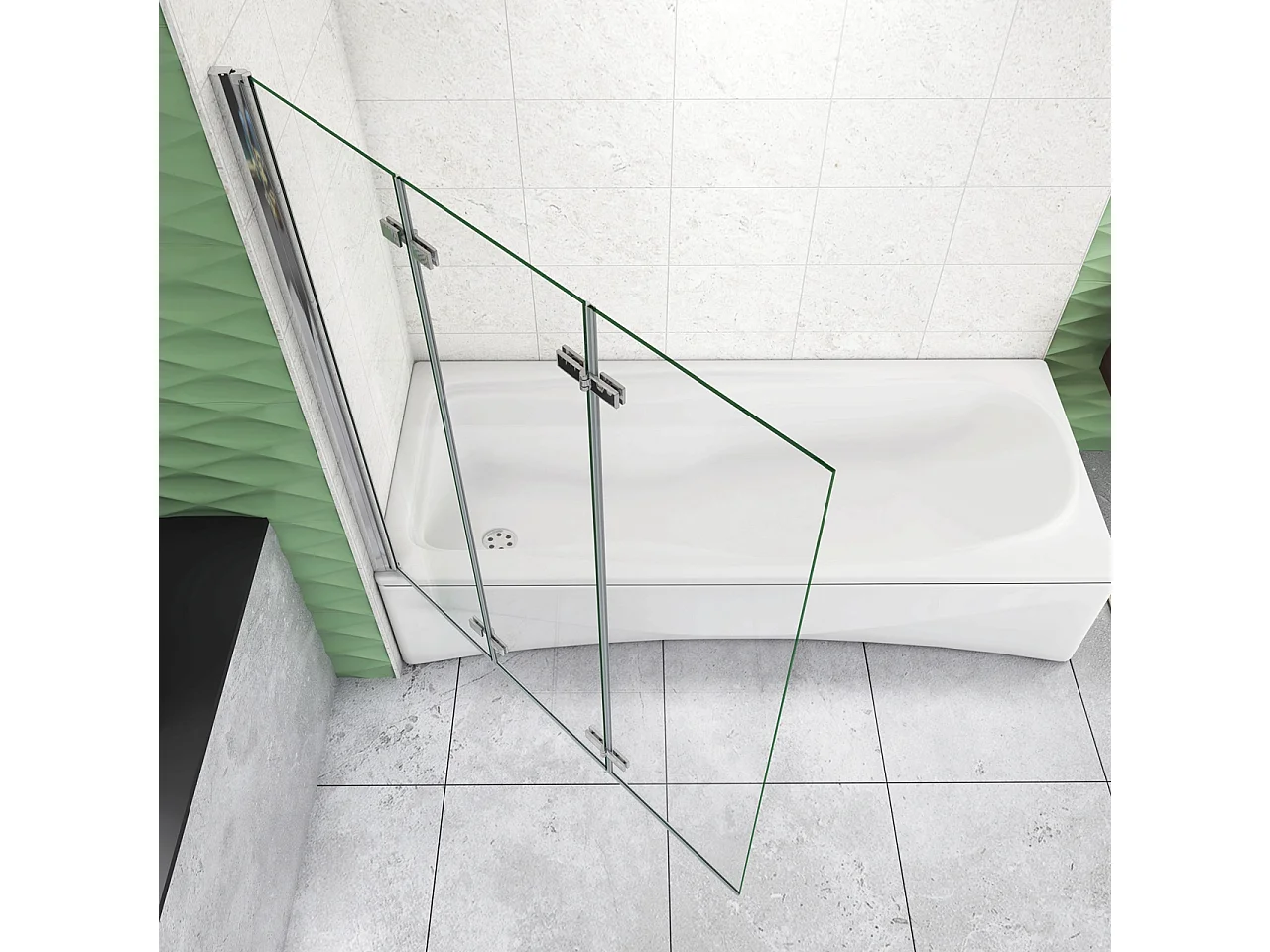 Parete Doccia Per Vasca da Bagno 130x140 cm 3 Ante Movibili Pieghevoli a Libro in Vetro Temperato 6 mm Trasparente Anticalcare Telaio Cromo Lucido