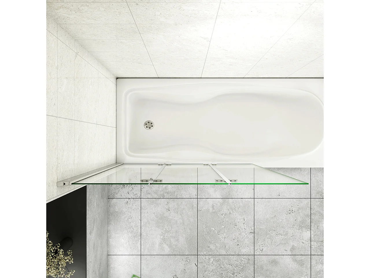 Parete Doccia Per Vasca da Bagno 130x140 cm 3 Ante Movibili Pieghevoli a Libro in Vetro Temperato 6 mm Trasparente Anticalcare Telaio Cromo Lucido