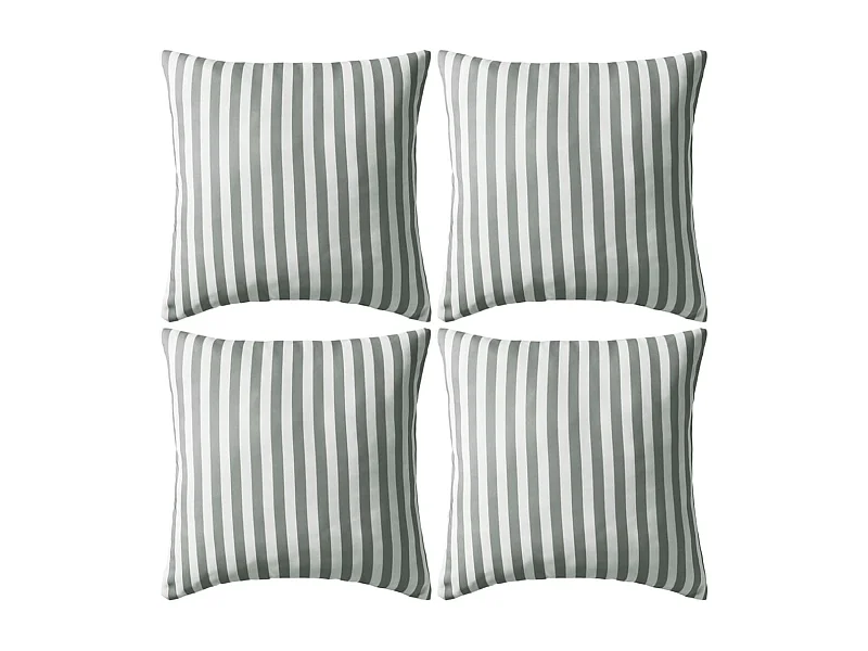 Oreiller d'extérieur lot de 4 Impression rayure 45 x 45 cm Gris