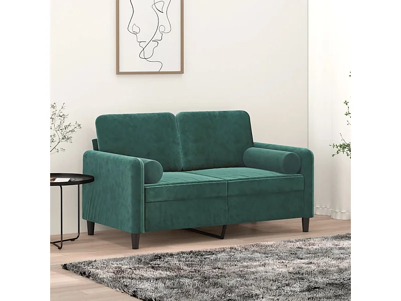 Conjunto de almofadas decorativas de 2 veludo verde escuro Ø15x50 cm