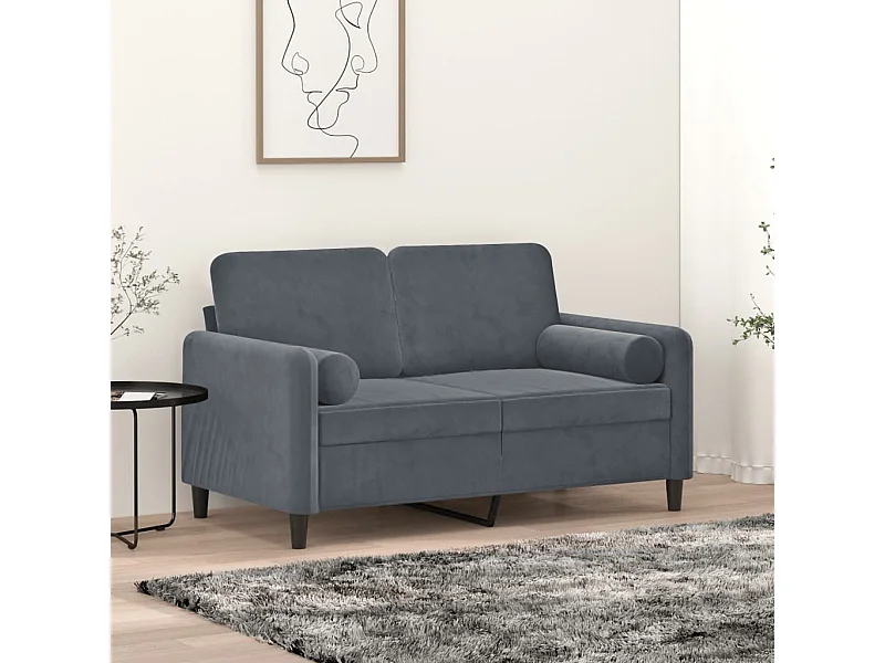 Conjunto de almofadas decorativas de 2 veludo cinza escuro Ø15x50 cm