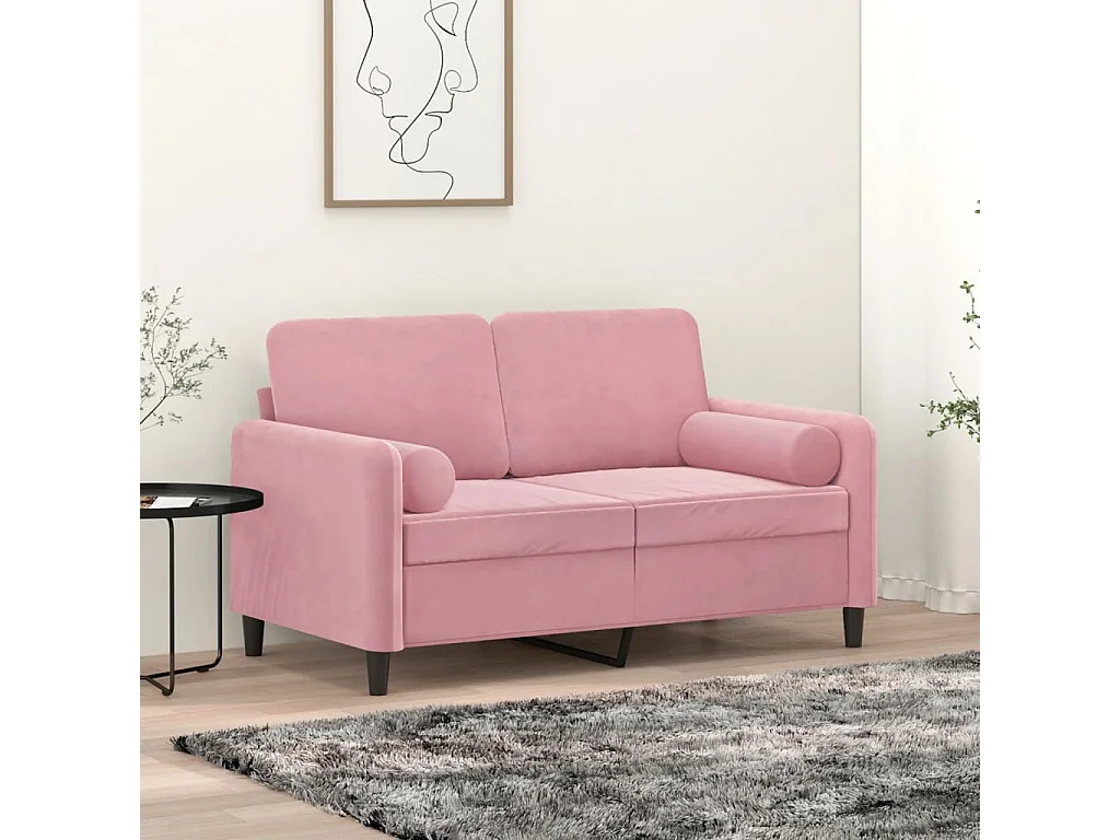 Conjunto de almofadas decorativas de 2 veludo rosa Ø15x50 cm