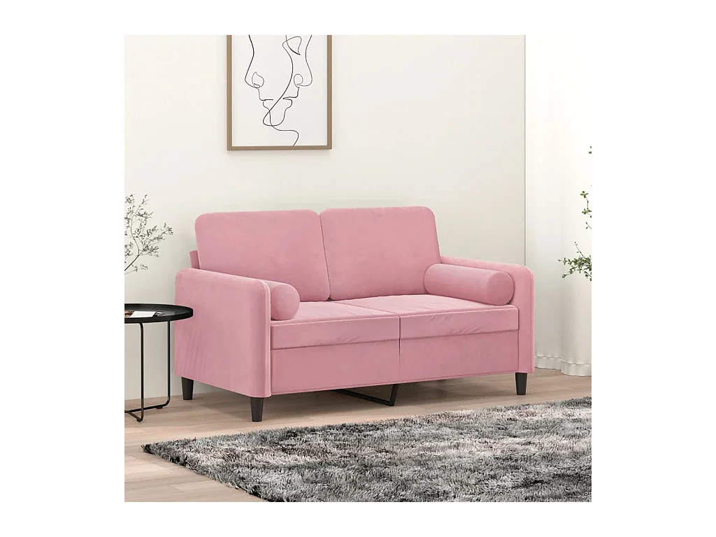 Coussins décoratifs lot de 2 Rose Ø15x50 cm Velours