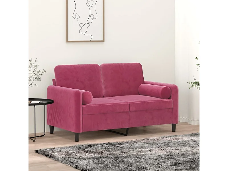 Conjunto de almofadas decorativas de 2 veludo vermelho Borgonha Ø15x50 cm