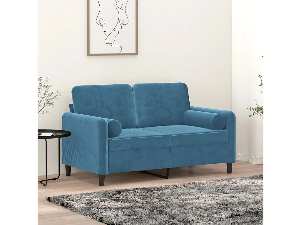 Conjunto de almofadas decorativas de 2 veludo azul Ø15x50 cm