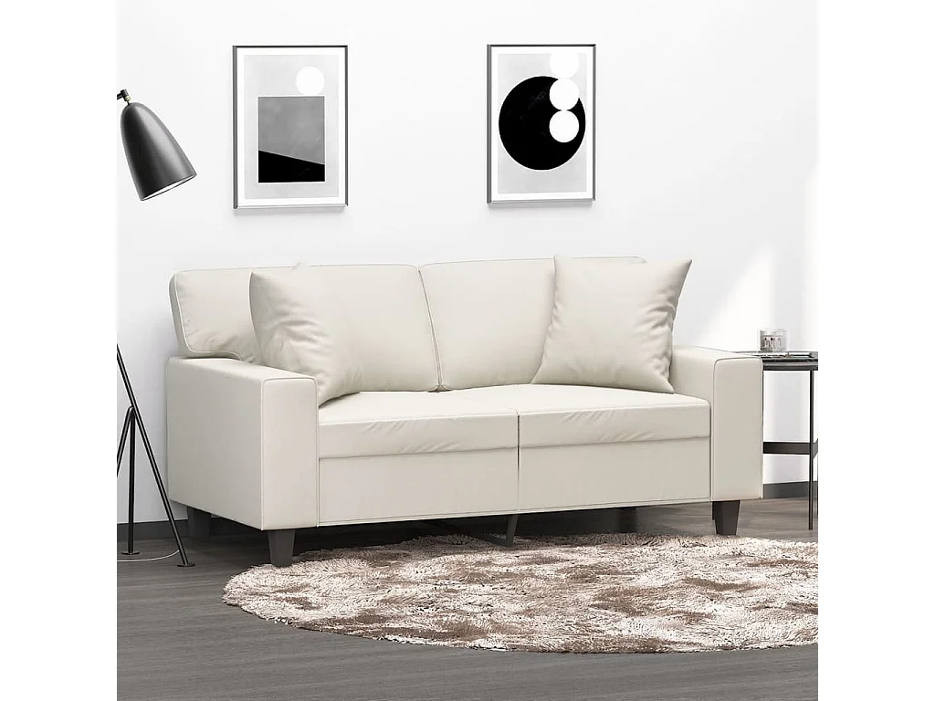 Dekokissen 2er-Set Creme 40x40 cm Kunstleder