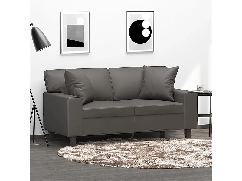 Conjunto de almofadas decorativas de 2 almofadas em pele sintética cinzenta 40x40 cm